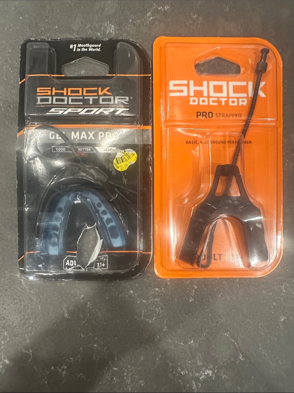 2 qty. Shock Doctor Mouthguards Gel Max Pro & Pro Strapped - Adult 11+